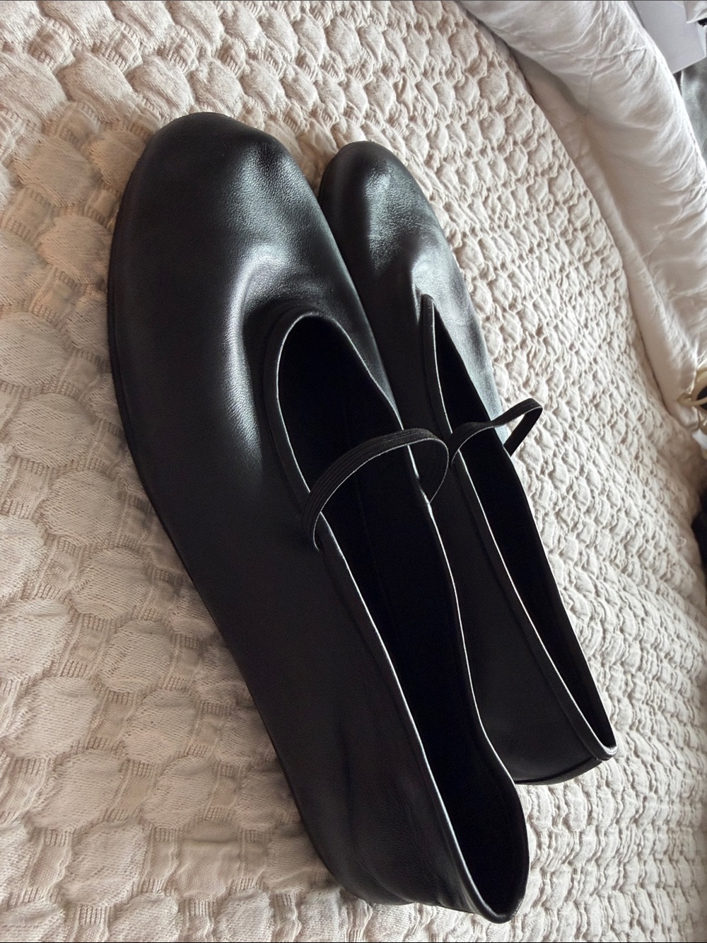 THE ROW / black leather elastic strap ballet flats / 38 - Picture 3 of 8